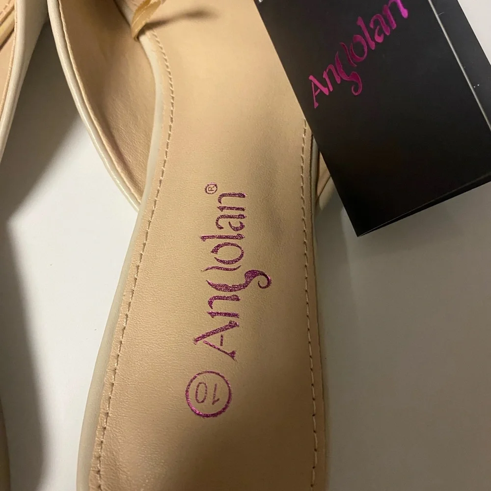 Women's Casual Fashion Cream Twist Mules Size 10 Pointed Toe Slide On Low Heel - Picture 3 of 10